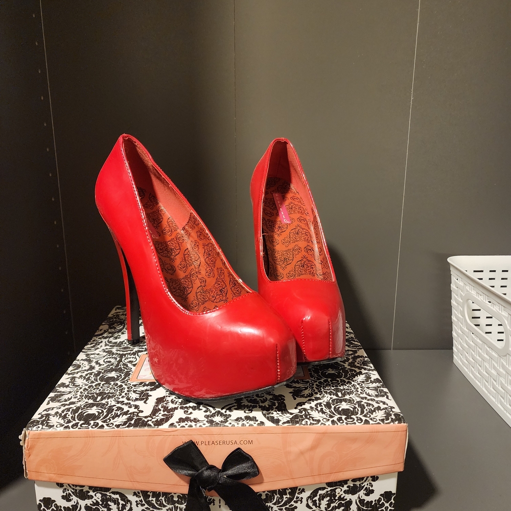 Pleaser Bold Red Platform Heels